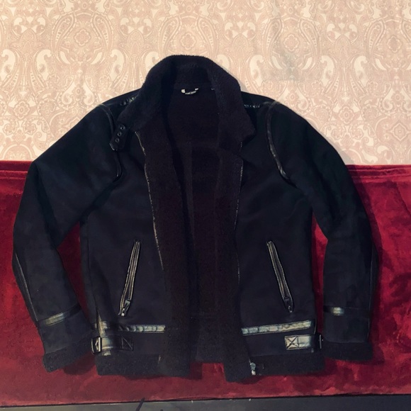 Point Zero black on black aviator sherpa jacket Size L - Picture 1 of 3